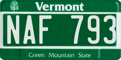 VT license plate NAF793
