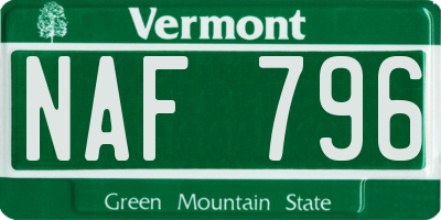 VT license plate NAF796
