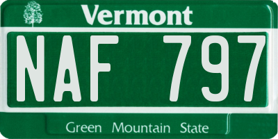 VT license plate NAF797