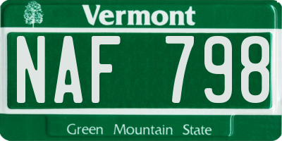 VT license plate NAF798
