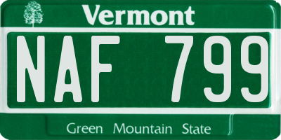 VT license plate NAF799