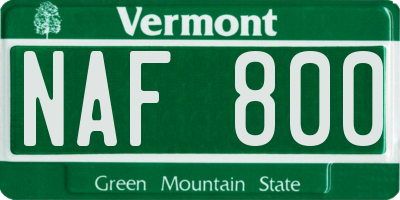 VT license plate NAF800