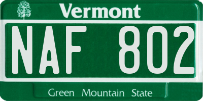 VT license plate NAF802