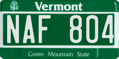 VT license plate NAF804