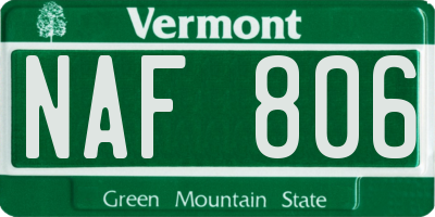 VT license plate NAF806