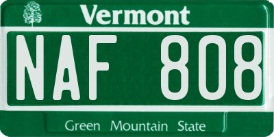 VT license plate NAF808
