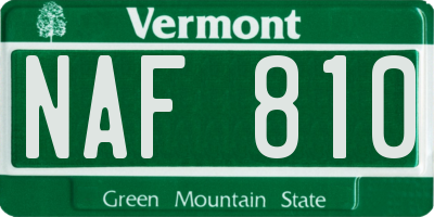 VT license plate NAF810