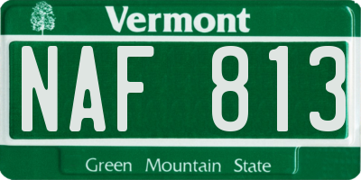 VT license plate NAF813