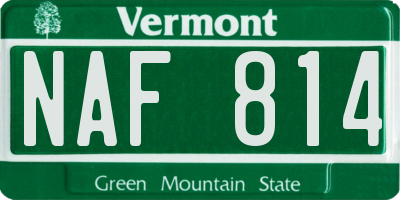 VT license plate NAF814