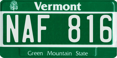 VT license plate NAF816