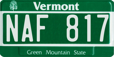 VT license plate NAF817