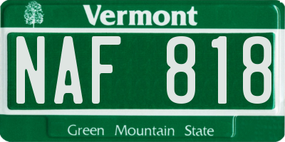 VT license plate NAF818