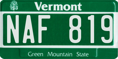 VT license plate NAF819