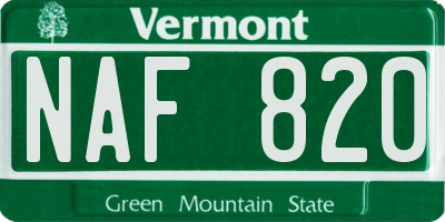 VT license plate NAF820