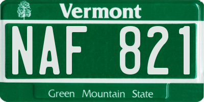 VT license plate NAF821