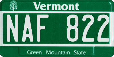 VT license plate NAF822