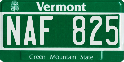 VT license plate NAF825