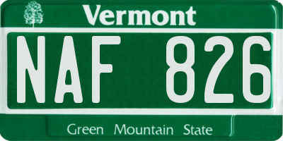 VT license plate NAF826