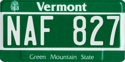 VT license plate NAF827