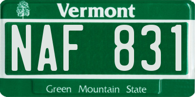 VT license plate NAF831