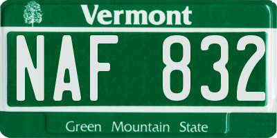 VT license plate NAF832