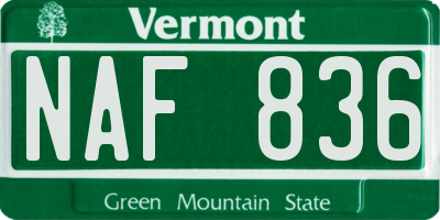 VT license plate NAF836