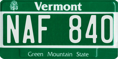 VT license plate NAF840