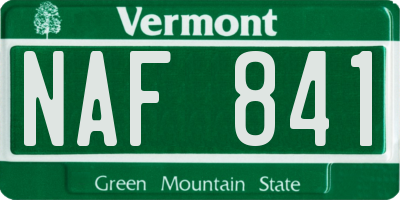 VT license plate NAF841