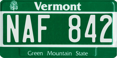 VT license plate NAF842
