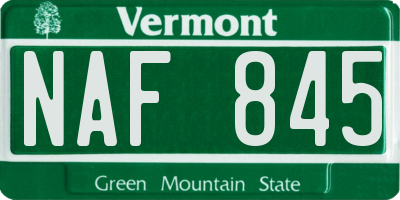 VT license plate NAF845