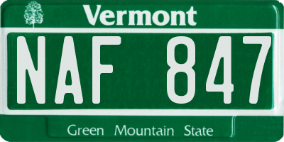 VT license plate NAF847