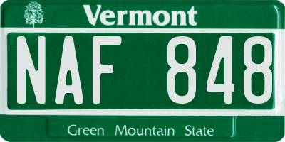 VT license plate NAF848