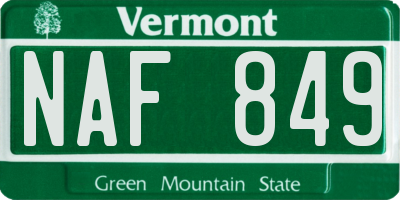 VT license plate NAF849