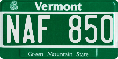 VT license plate NAF850