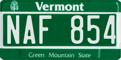VT license plate NAF854