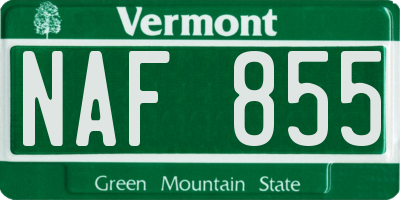 VT license plate NAF855