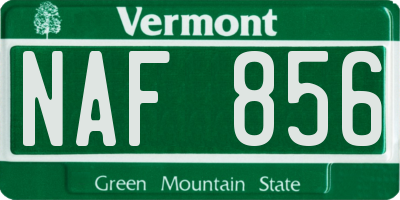 VT license plate NAF856