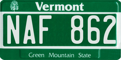 VT license plate NAF862
