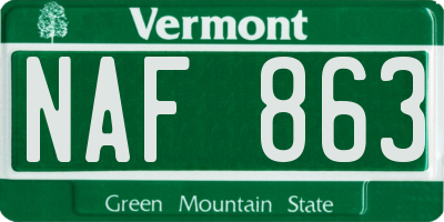 VT license plate NAF863