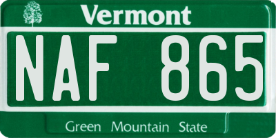 VT license plate NAF865