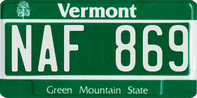 VT license plate NAF869