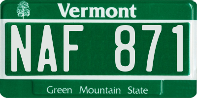 VT license plate NAF871