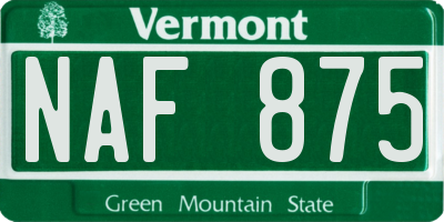 VT license plate NAF875