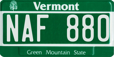 VT license plate NAF880