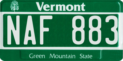 VT license plate NAF883