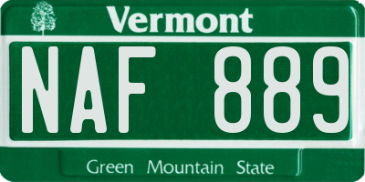 VT license plate NAF889
