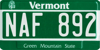 VT license plate NAF892