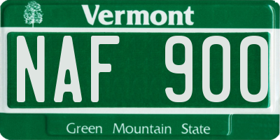 VT license plate NAF900