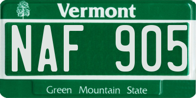 VT license plate NAF905