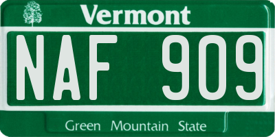 VT license plate NAF909